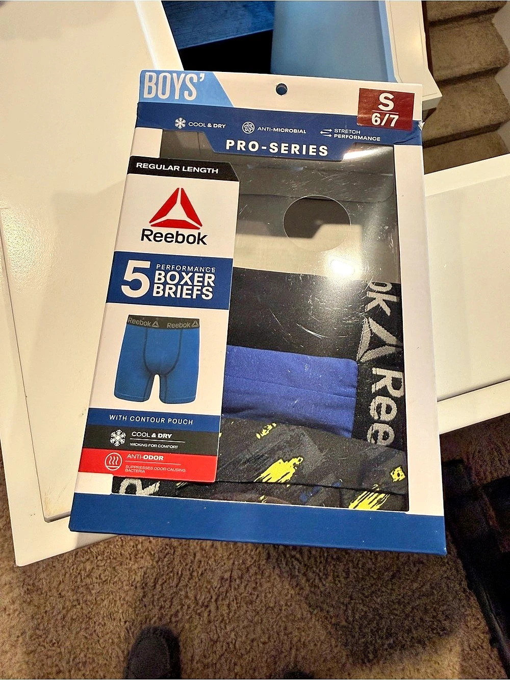 Reebok Pro-Series Boxer Briefs Boys Size Small 6/7 Blue Boxer Briefs NWT 3 only